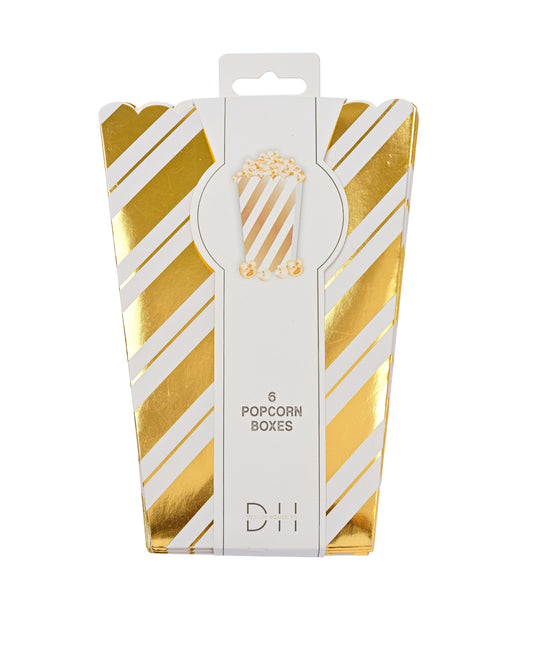 Popcorn cup, 6 pcs, White/gold