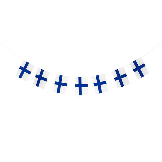 Paper banner Finish flag , size of flag: 14 x 20cm, 2 meter paper ribbon - Engångsartiklar, Student, Jul, Nyår, Fest, Kalas