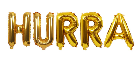 Foil balloon, HURRAH, 40cm, Gold