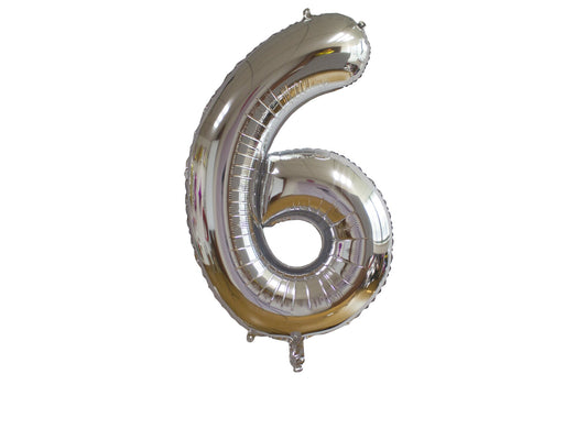 Foil balloon, 6, 86cm, Silver