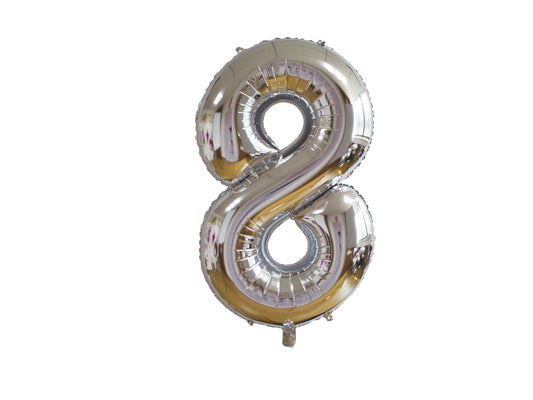 Foil balloon, 8, 86cm, Silver