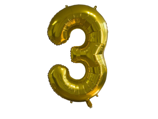 Foil balloon, 3, 86cm, Gold