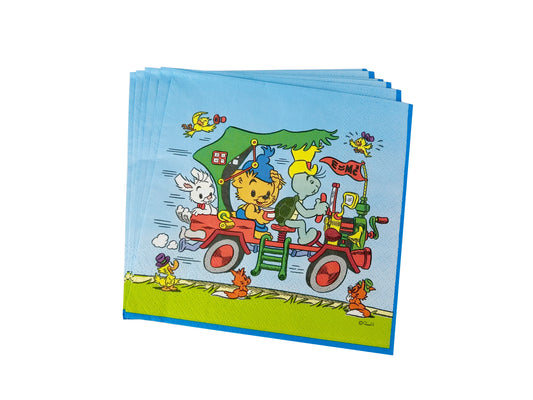 Servetter 33x33cm, 16st, Bamse Bil