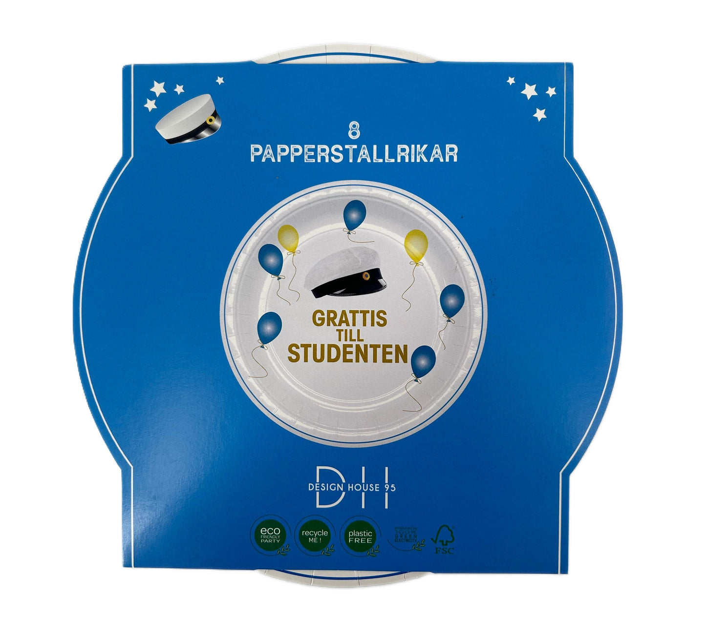 204324 Papperstallrik, 8st, Student