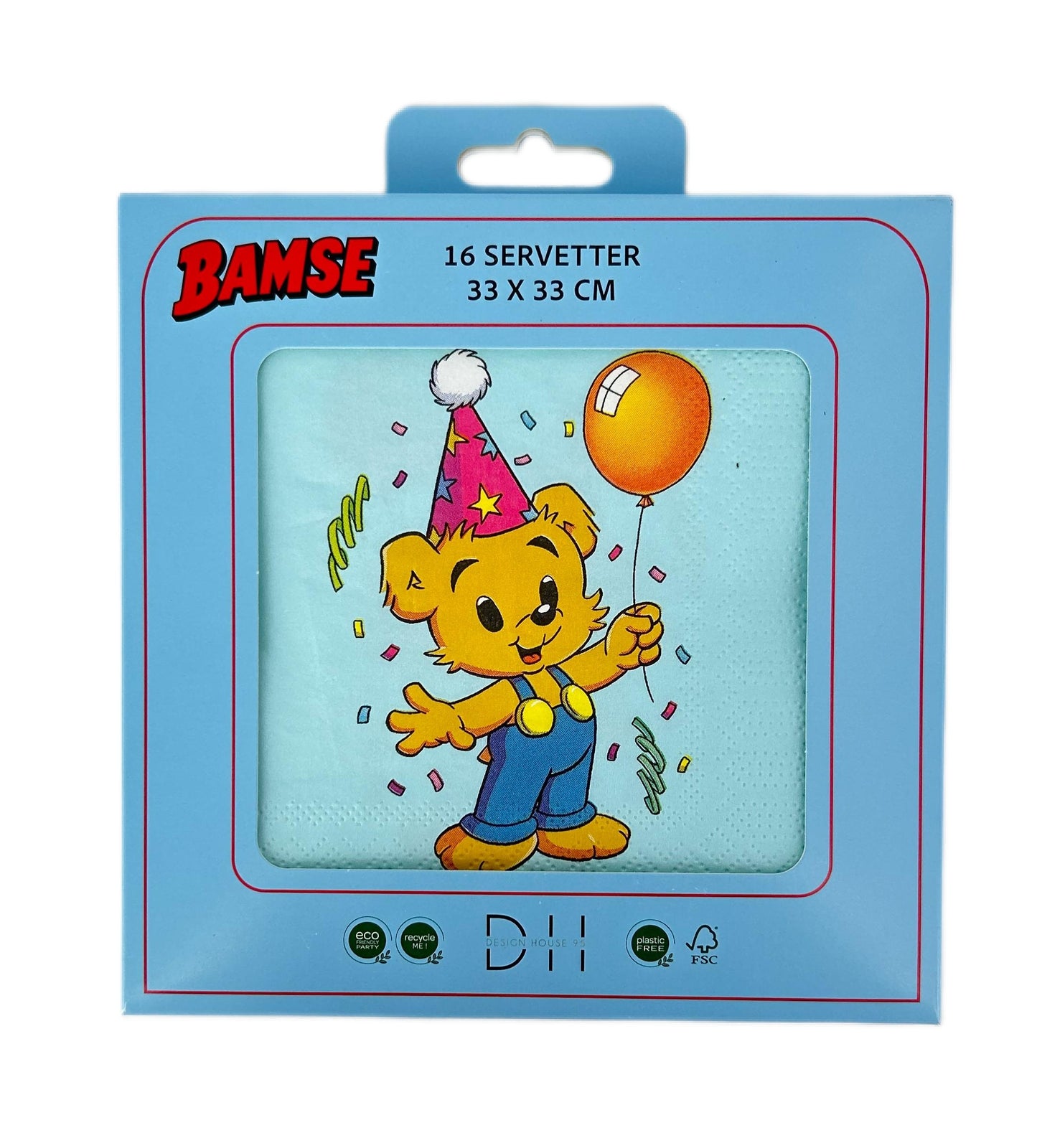204355 Servetter 33x33cm, 16st, Bamse Party