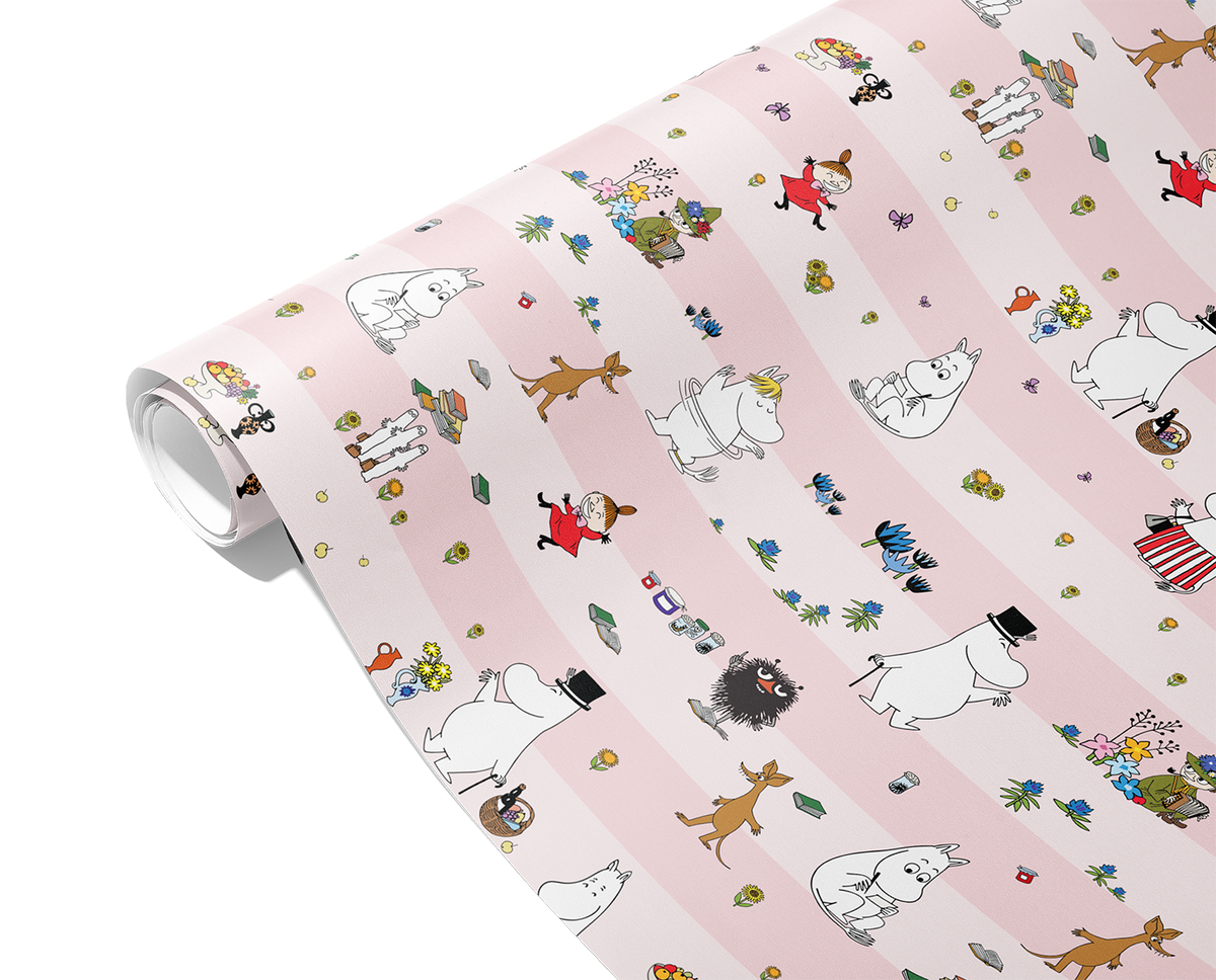 203259-RO Presentpapper, Ljusrosa, 70cm x 4m, Mumin