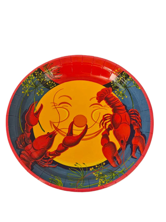 Paper plate, 8 pcs, Crayfish design