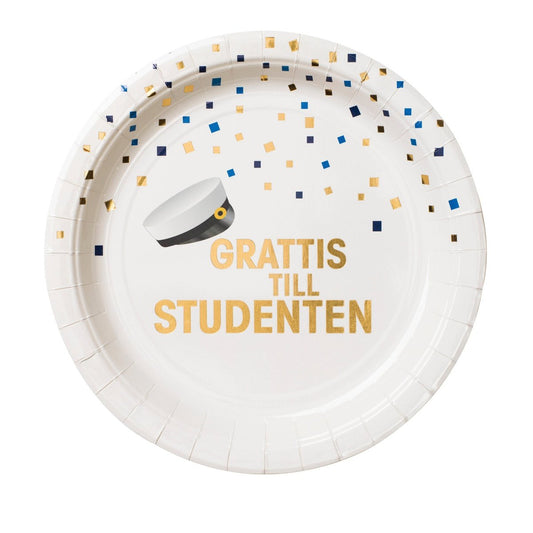 Papperstallrik, 8st, Student Student Grossist - Studentdukning Grossist - Studenttillbehör Grossist - Designhouse95 - Engångsartiklar, Student, Jul, Nyår, Fest, Kalas