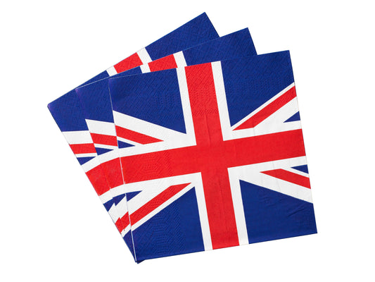 Servett, 20st, 3-lager, Brittiska flaggan Servetter - Grossist - Designhouse95 - Engångsartiklar, Student, Jul, Nyår, Fest, Kalas