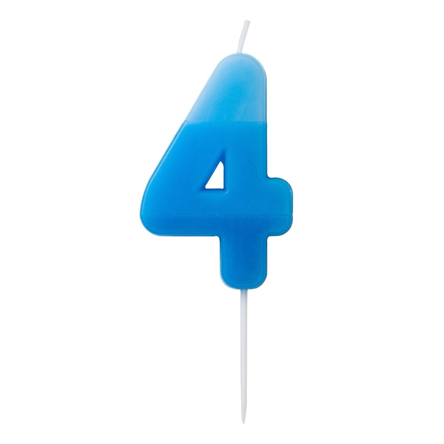 Number candle 4, blue, 6,5 x 4cm - Engångsartiklar, Student, Jul, Nyår, Fest, Kalas