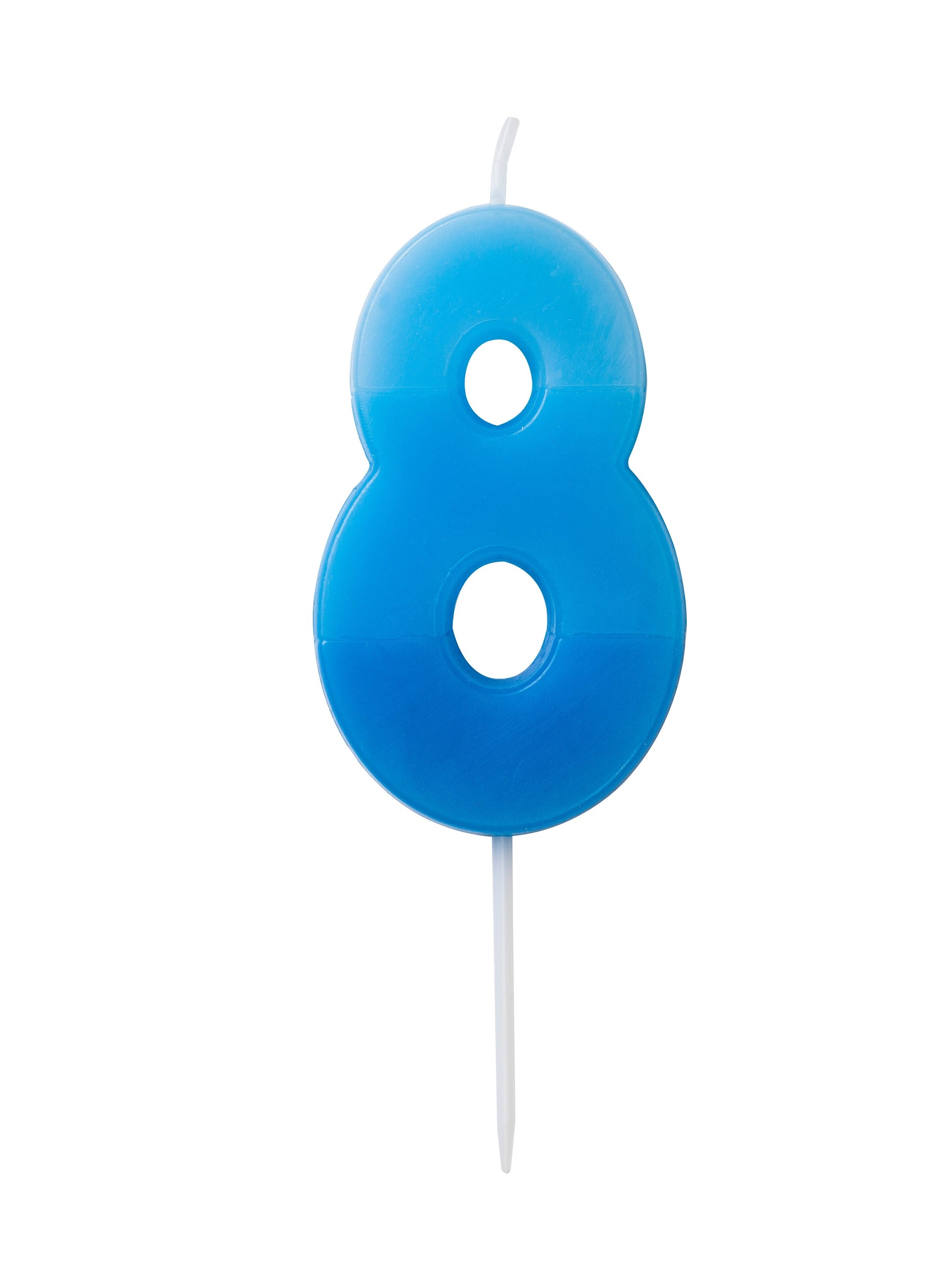 Number candle 8, blue, 6,5 x 4cm - Engångsartiklar, Student, Jul, Nyår, Fest, Kalas