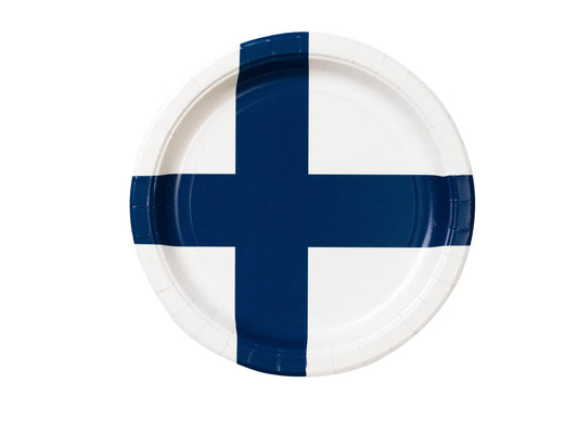 Papperstallrik, 8st, Finska flaggan Tallrikar - Grossist - Designhouse95 - Engångsartiklar, Student, Jul, Nyår, Fest, Kalas