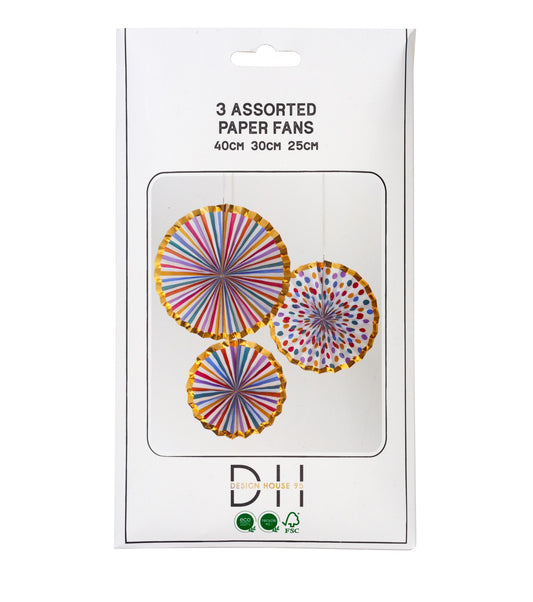 Paper fan, 3 pcs, Carousel + Confetti