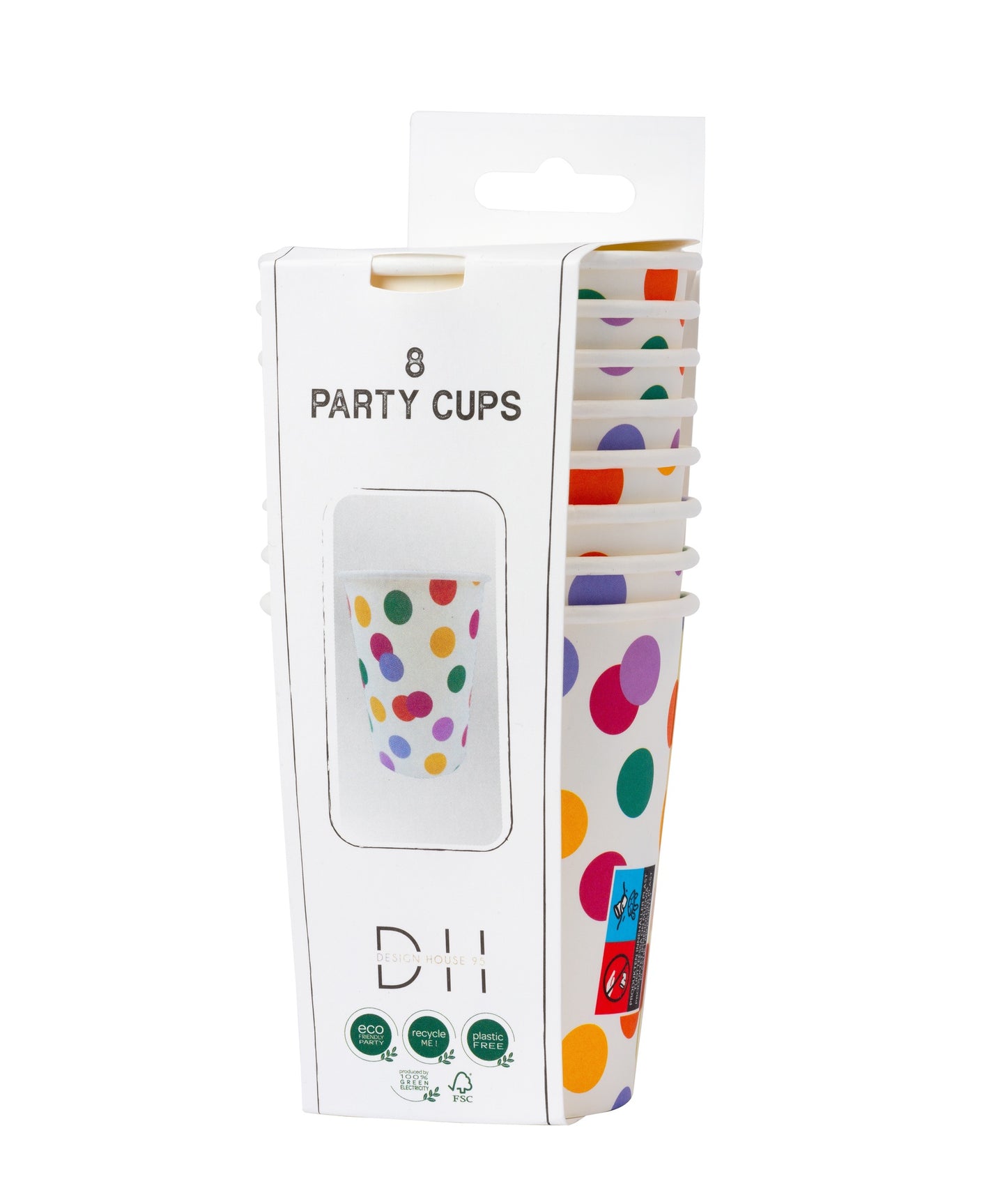 Pappersmugg 250ml, 8st, Confetti