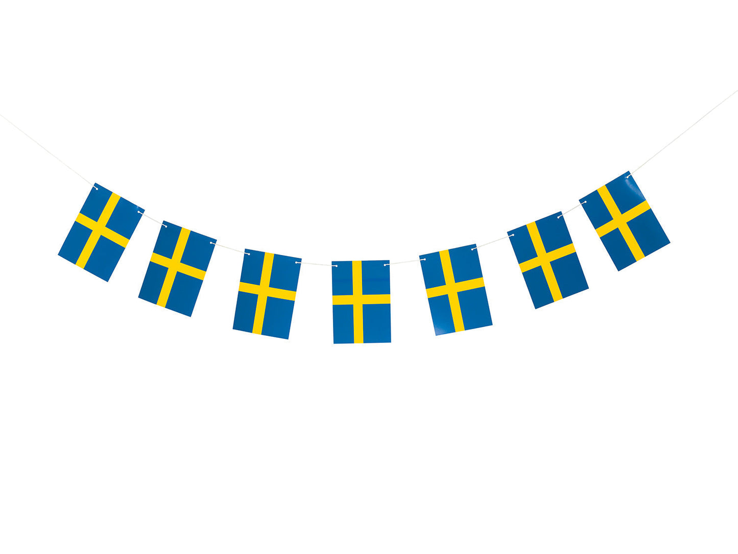 Paper banner Swedish flag, size of flag: 14 x 20cm, 2 meter paper ribbon - Engångsartiklar, Student, Jul, Nyår, Fest, Kalas
