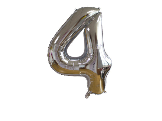 Foil balloon, 4, 86cm, Silver